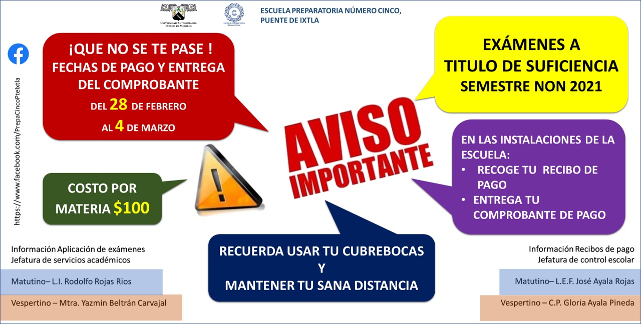 EXÁMEN A TÍTULO DE SUFICIENCIA SEMESTRE NON 2021